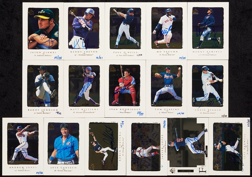 2000 SP Authentic Buybacks 1998 Group with Johnson, Glavine, Bagwell, Biggio (16 Autos)