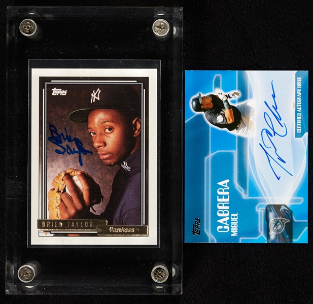 2005 Miguel Cabrera Topps Series 1 Autograph and 1992 Brien Taylor Topps Gold Autograph (2) 