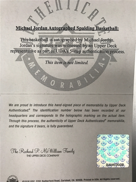 Michael Jordan & Tom Brady Dual-Signed Spalding Game Ball (4/23) (UDA) (Tri-Star)