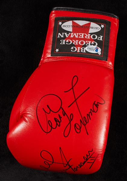 George Foreman & George Foreman III Signed Boxing Glove (BAS)