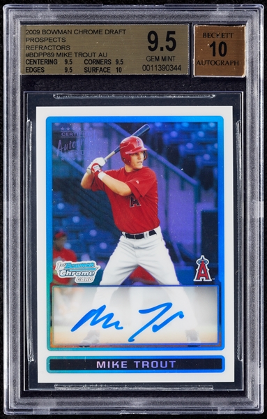 2009 Bowman Chrome Mike Trout RC Auto Refractor No. BDPP89 (305/500) BGS 9.5 (AUTO 10)