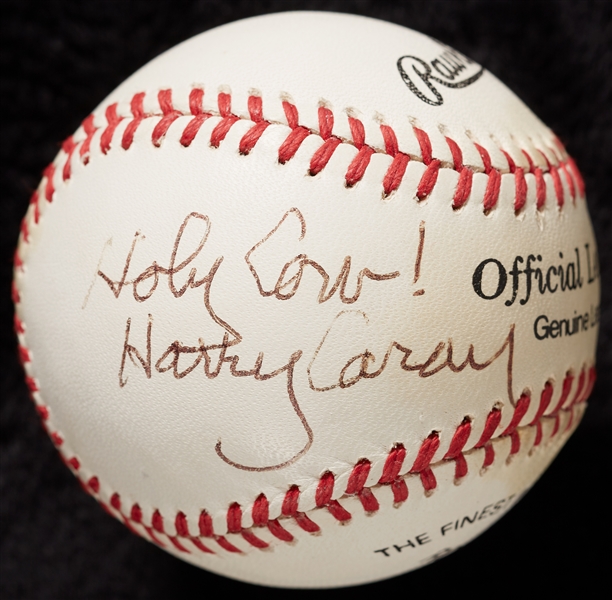 Harry Caray, Jack Buck & Jack Brickhouse Signed Baseball (3) (BAS)