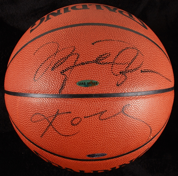 Michael Jordan & Kobe Bryant Dual-Signed Spalding Game Ball (UDA)