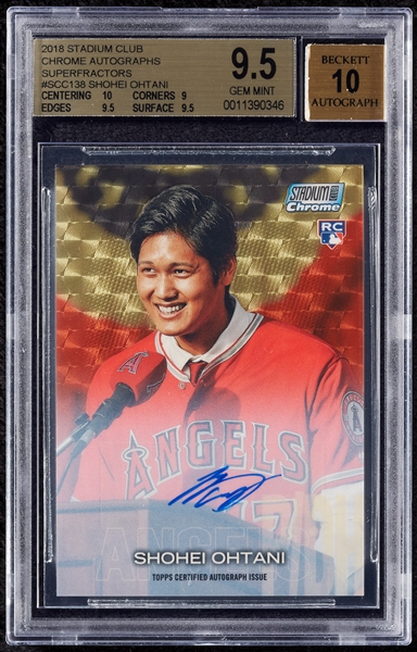 2018 Stadium Club Chrome Shohei Ohtani Autographs Superfractors (1/1) BGS 9.5 (AUTO 10)