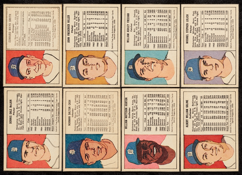 1968 Detroit Free Press Bubblegumless Tigers Near-Complete Set (28)