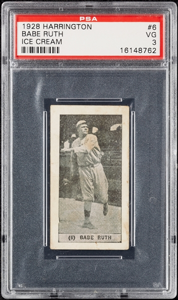 1928 Harrington's Ice Cream Babe Ruth No. 6 PSA 3