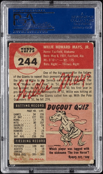 Willie Mays Signed 1953 Topps No. 244 (PSA/DNA)