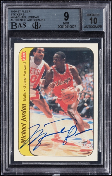 Lot Detail - Michael Jordan Signed 1986-87 Fleer RC Sticker No. 8 BGS 9 ...