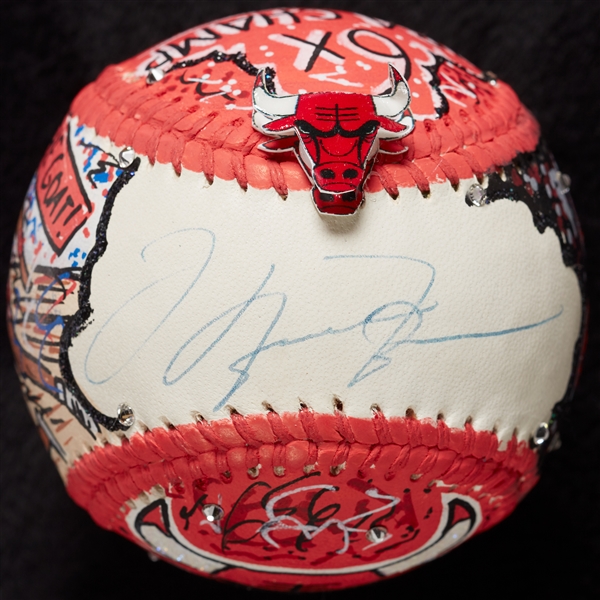 Michael Jordan Single-Signed Charles Fazzino Hand-Painted Baseball (UDA)