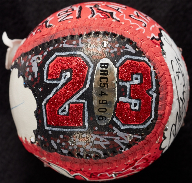 Michael Jordan Single-Signed Charles Fazzino Hand-Painted Baseball (UDA)