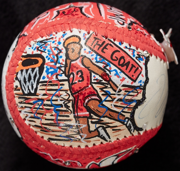 Michael Jordan Single-Signed Charles Fazzino Hand-Painted Baseball (UDA)