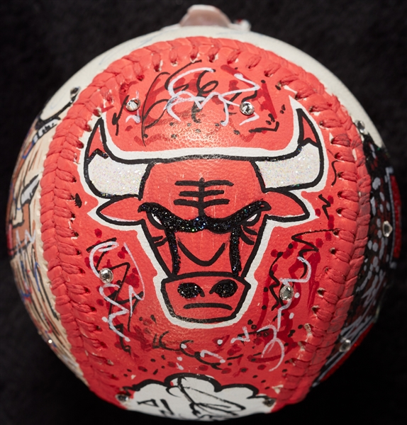 Michael Jordan Single-Signed Charles Fazzino Hand-Painted Baseball (UDA)