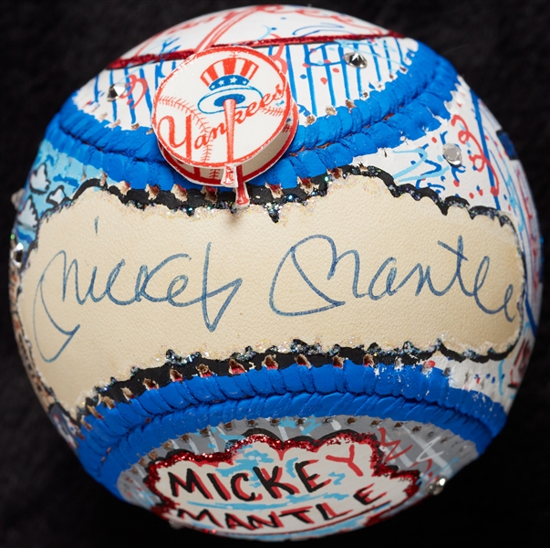 Mickey Mantle Single-Signed Charles Fazzino Hand-Painted Baseball (UDA)