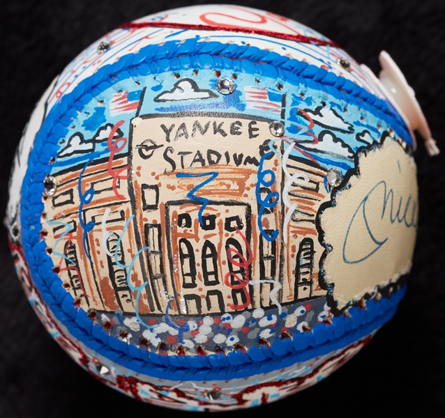 Mickey Mantle Single-Signed Charles Fazzino Hand-Painted Baseball (UDA)