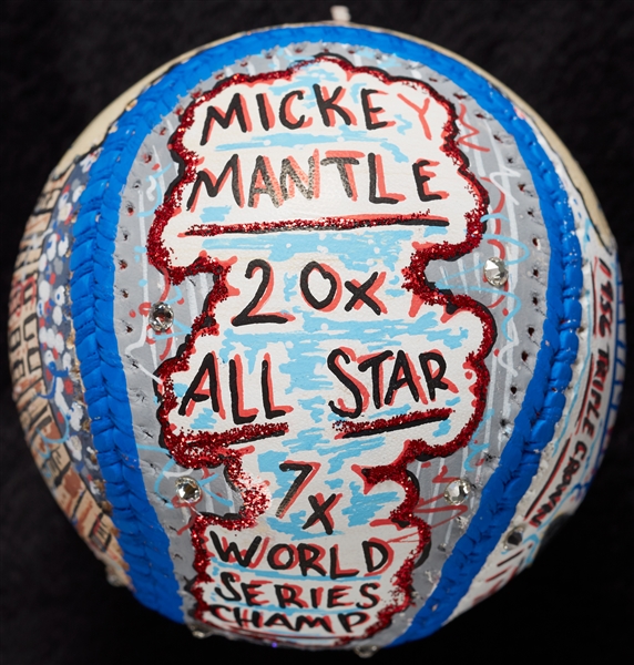 Mickey Mantle Single-Signed Charles Fazzino Hand-Painted Baseball (UDA)