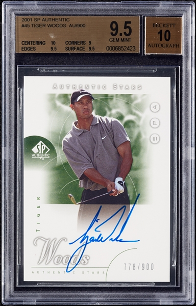 2001 SP Authentic Tiger Woods RC AUTO No. 45 (778/900) BGS 9.5 (AUTO 10)