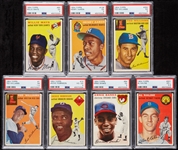 1954 Topps Baseball Complete Set, Seven PSA Slabbed, Aaron – PSA 5 (250)