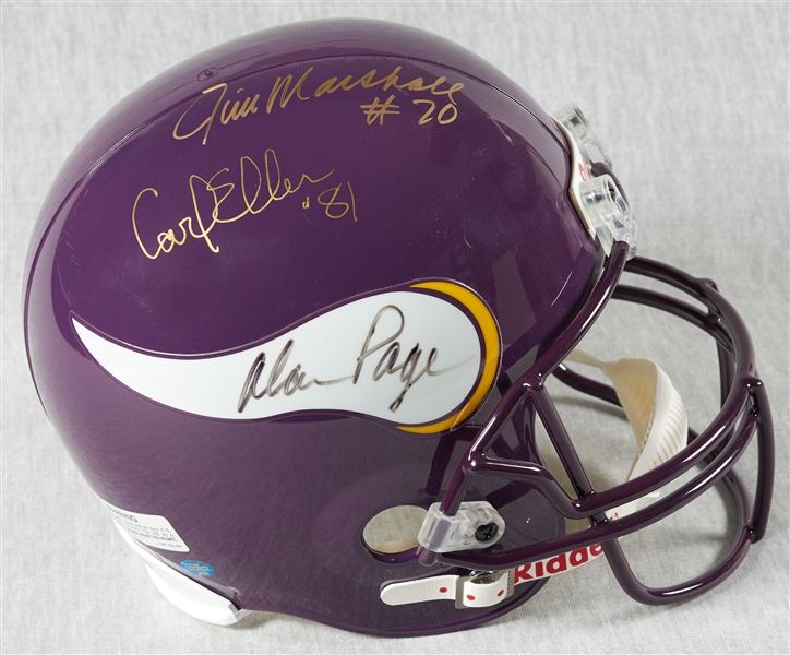 Minnesota Vikings Greats Signed Full-Size Helmet Pair with Tarkenton, Page, Eller, Culpepper (2)