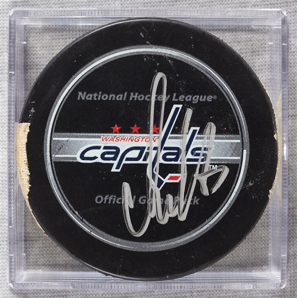 Alex Ovechkin Signed Game-Used Goal Puck Goal #4, OV #2, 3rd Period (JSA)