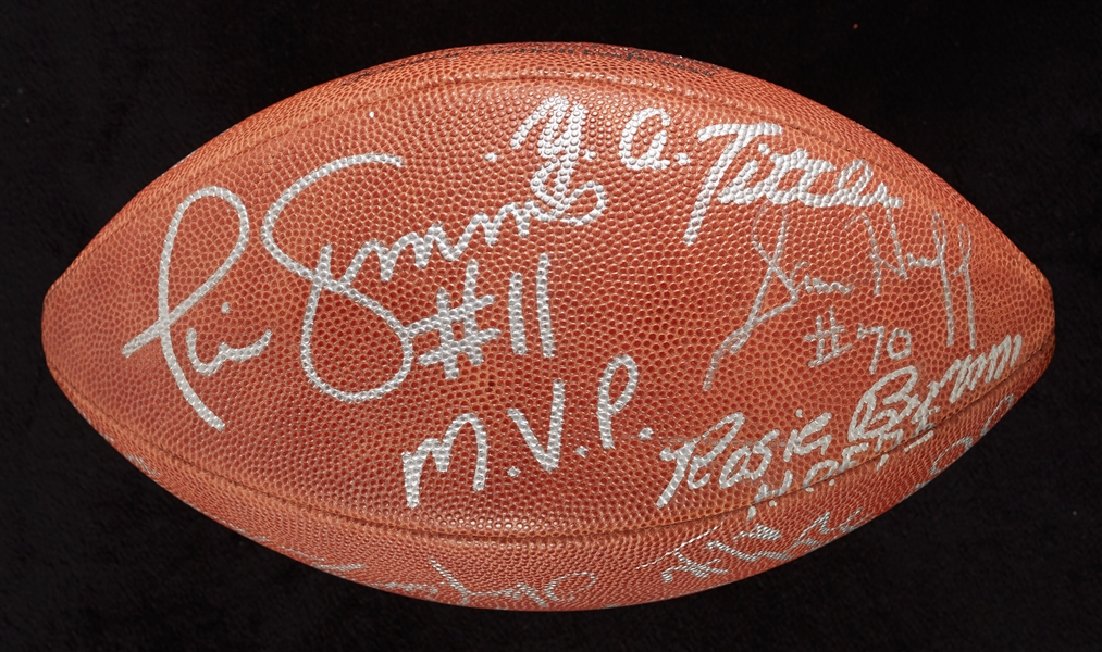 New York Giants Legends Multi-Signed Football with Tittle, Taylor (10) (JSA)
