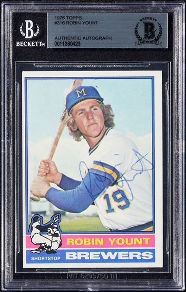 Robin Yount Signed 1976 Topps No. 316 (BAS)