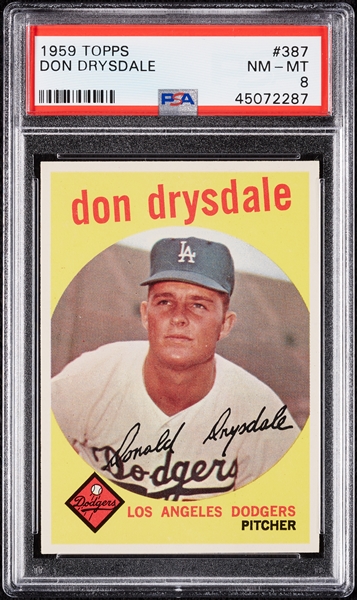 1959 Topps Don Drysdale No. 387 PSA 8