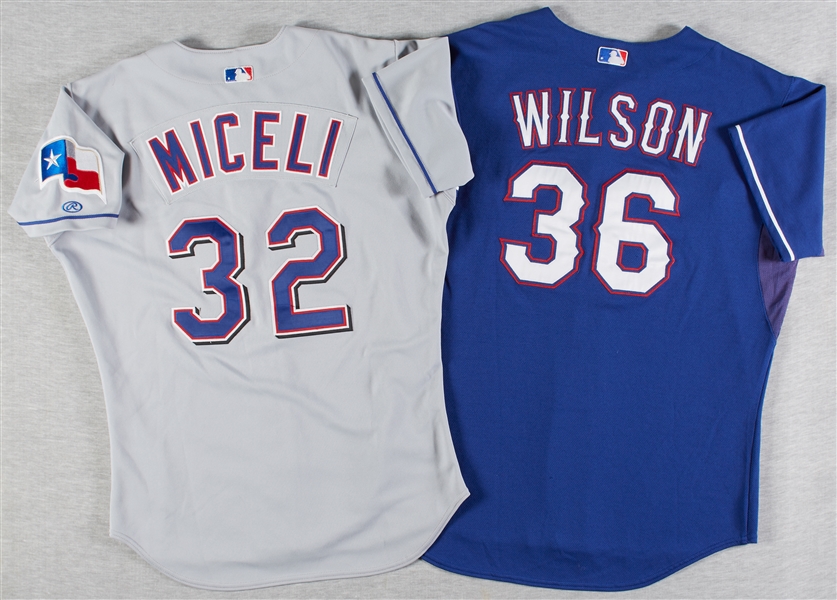 C.J. Wilson & Dan Miceli Game-Used Rangers Jersey (2) (MLB)