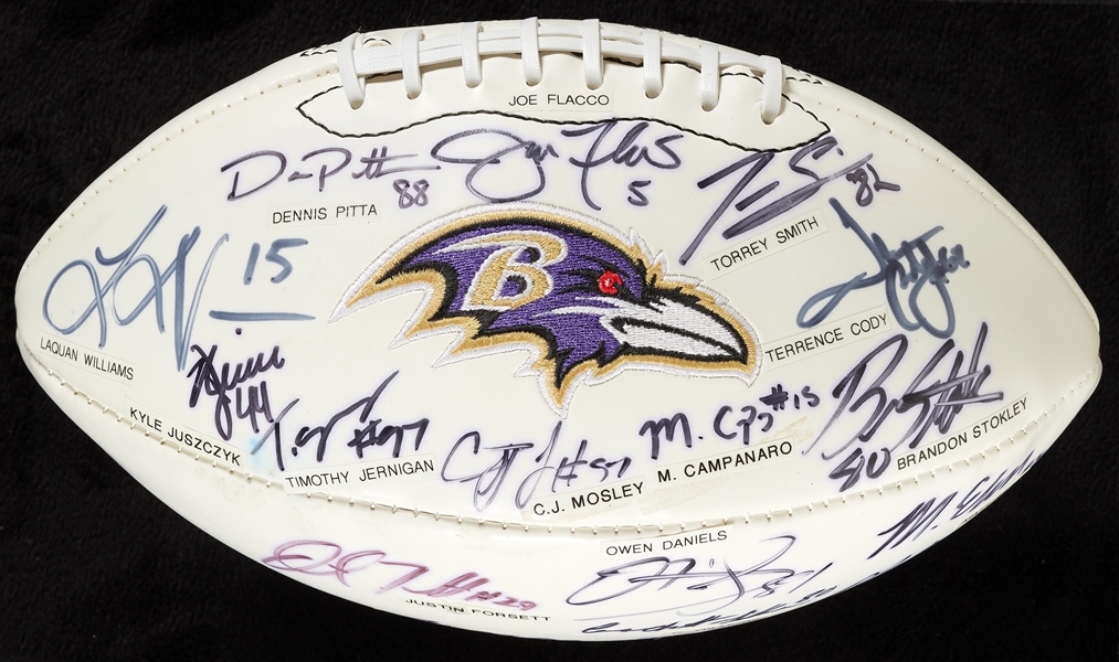 2013-2015 Baltimore Ravens Multi-Signed Football (17) (BAS)