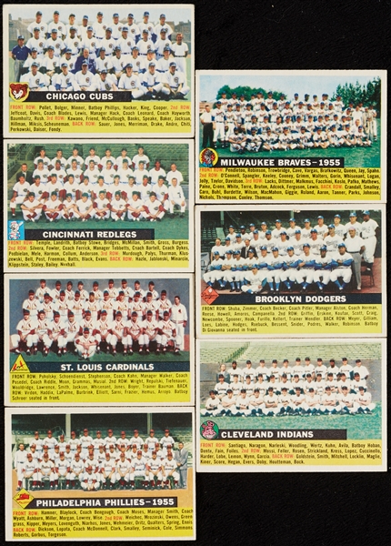 1956 Topps Baseball Team Cards Group With Variations (7)