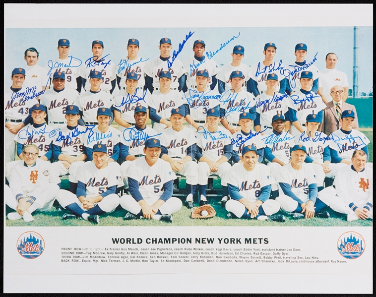1969 New York Mets Multi-Signed 11x14 Photo with McGraw, Clendenon (22)