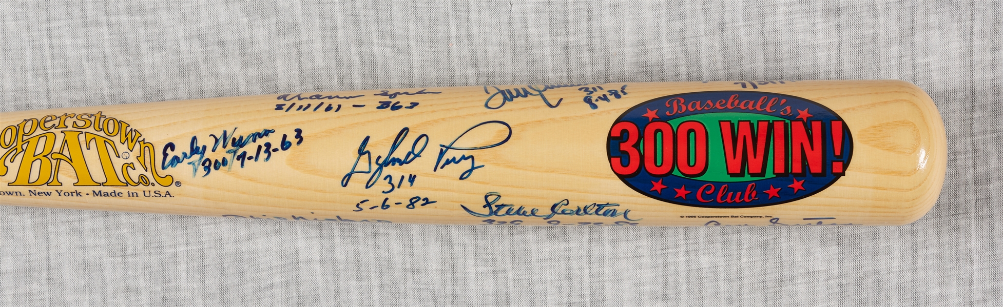 300 Win Club Multi-Signed Cooperstown Logo Bat (8) (BAS)