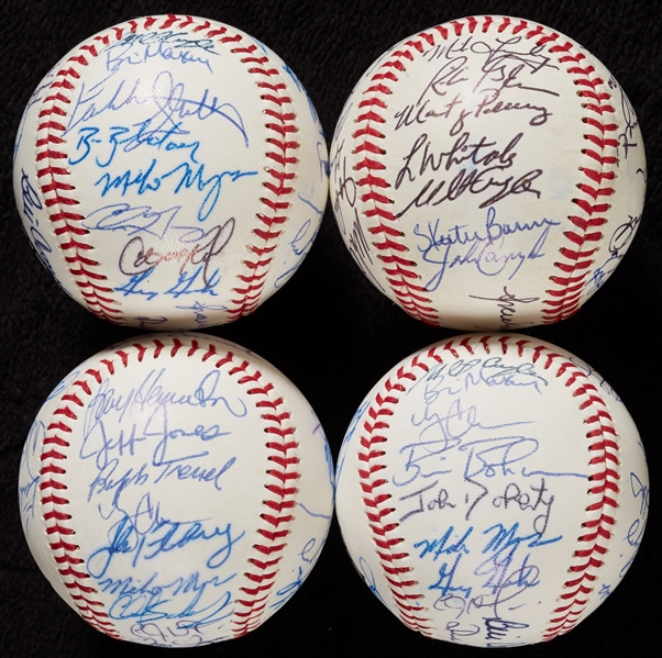 1995 Detroit Tigers Team-Signed Baseballs (4)