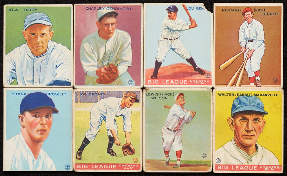 1933 Goudey Baseball Partial Set With Gehrig, 22 HOFers, Four Slabbed (125)
