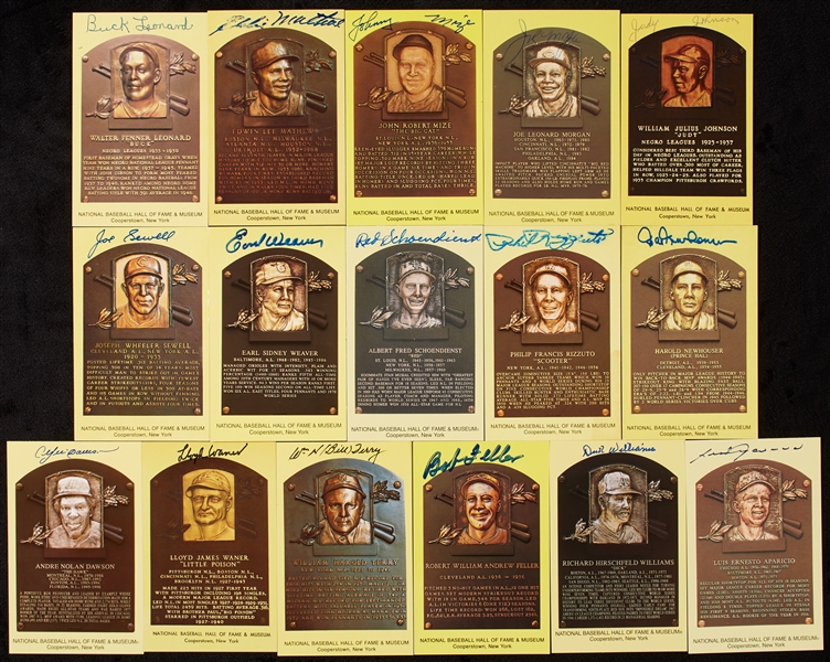 Signed Yellow HOF Plaque Postcards with Ruffing, Berra (43)