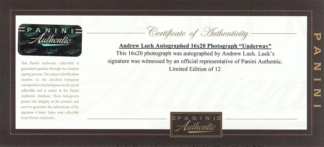 Andrew Luck Signed 16x20 Framed Photo (10/12) (Fanatics) (Panini) (Graded BAS 10)