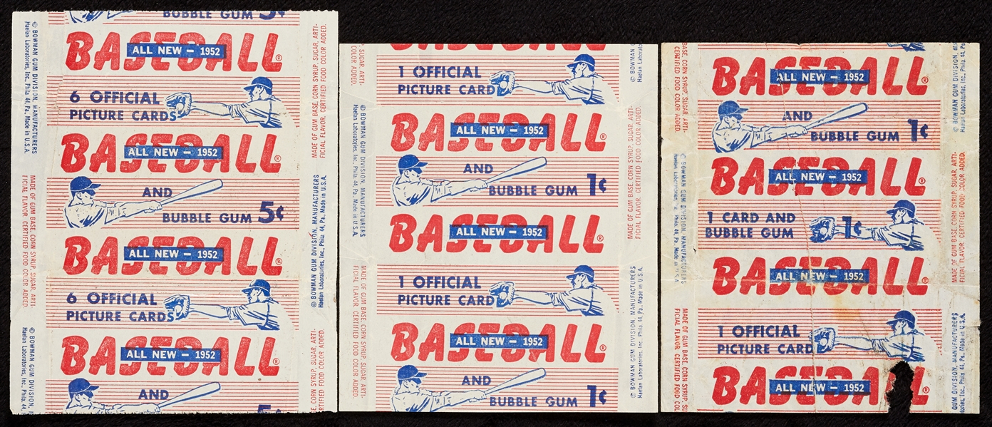 1952 Bowman Baseball One and Five- Cent Wrappers (3 different) 