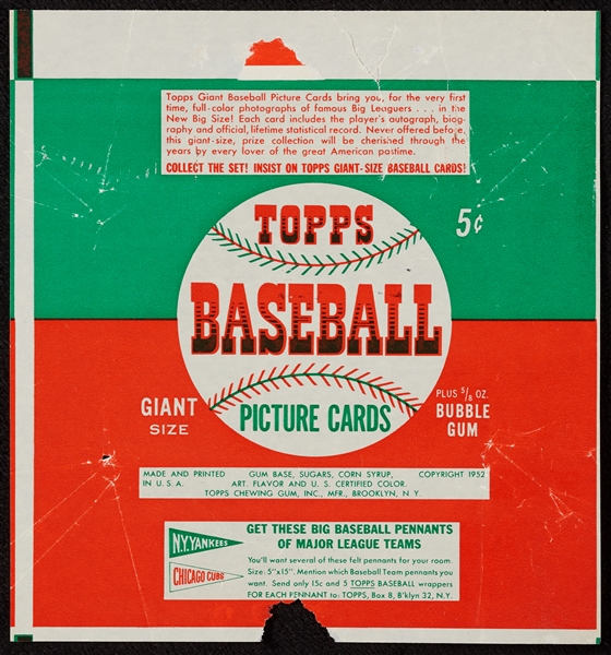 1952 Topps Baseball Five-Cent Wrapper 
