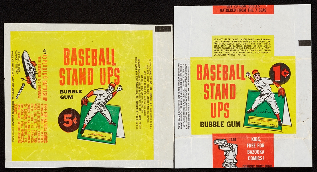 1964 Topps Baseball “Stand-UPS” One and Five-Cent Wrappers (2) 