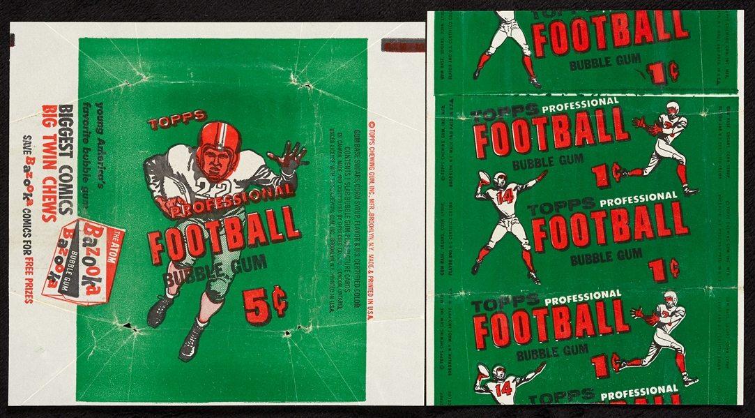 1956 Topps Football One and Five-Cent Wrappers (2) 