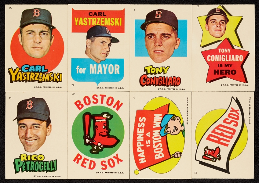 1967 Topps High-Grade Boston Red Sox Sticker Set (33)