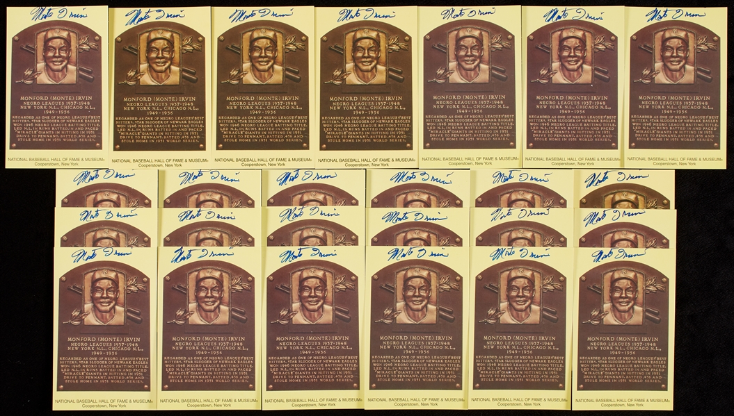 Monte Irvin Signed Yellow HOF Plaque Postcard Group (24)