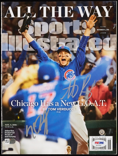 Anthony Rizzo & Kris Bryant Signed Sports Illustrated (2016) (MLB) (PSA/DNA)