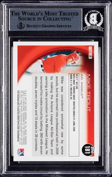 Mike Trout Signed 2010 Topps Pro Debut No. 181 (BAS)