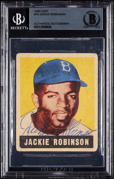 Jackie Robinson Signed 1948 Leaf RC No. 79 (BAS)