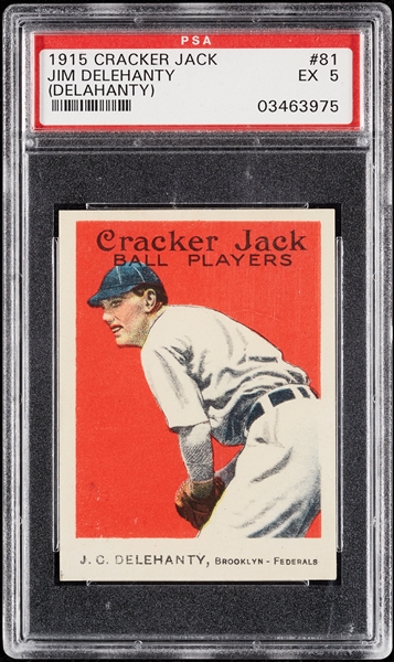 1915 Cracker Jack Jim Delahanty No. 81 PSA 5