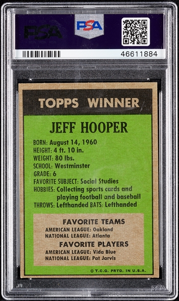 1972 Topps 1971 Winners Jeff Hooper PSA 7