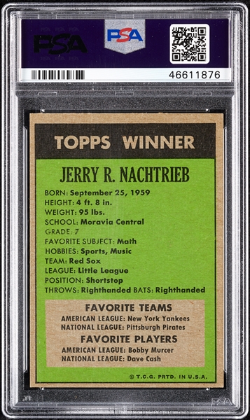 1972 Topps 1971 Winners Jerry R. Nachtrieb PSA 7