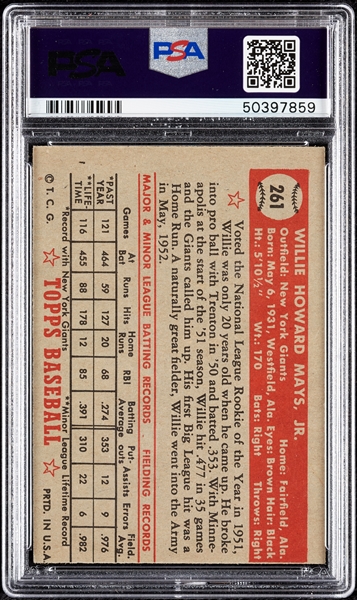 1952 Topps Willie Mays No. 261 PSA 4.5