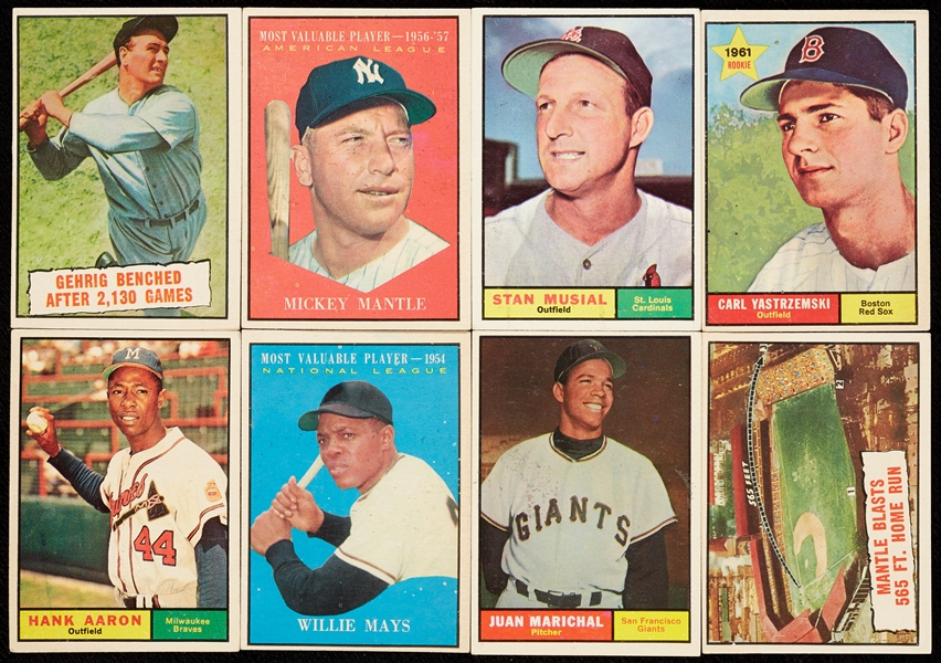 1961 Topps Baseball Near Set With Nearly 300 Extras, Inc. HOFers (508/587, With 789 Total Cards)