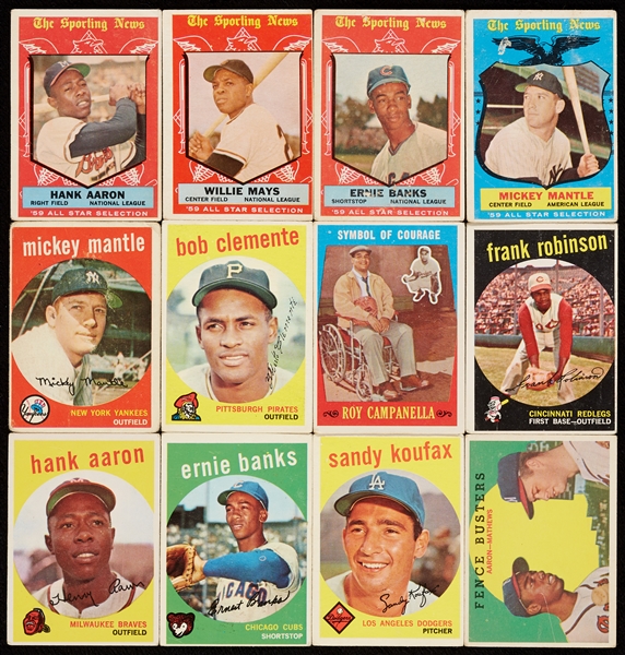 1959 Topps Baseball Partial Set With Nearly 200 Extras, Inc. HOFers (293/572, With 482 Total Cards)